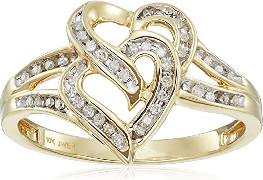 Amazon Collection 10k Yellow Gold Diamond Heart Ring
