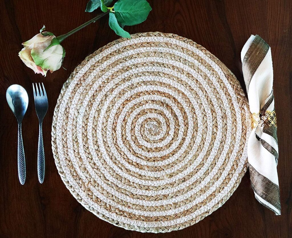 Handmade Round Tablemat | Braided Mats for Parties, Dining Table, Coasters

