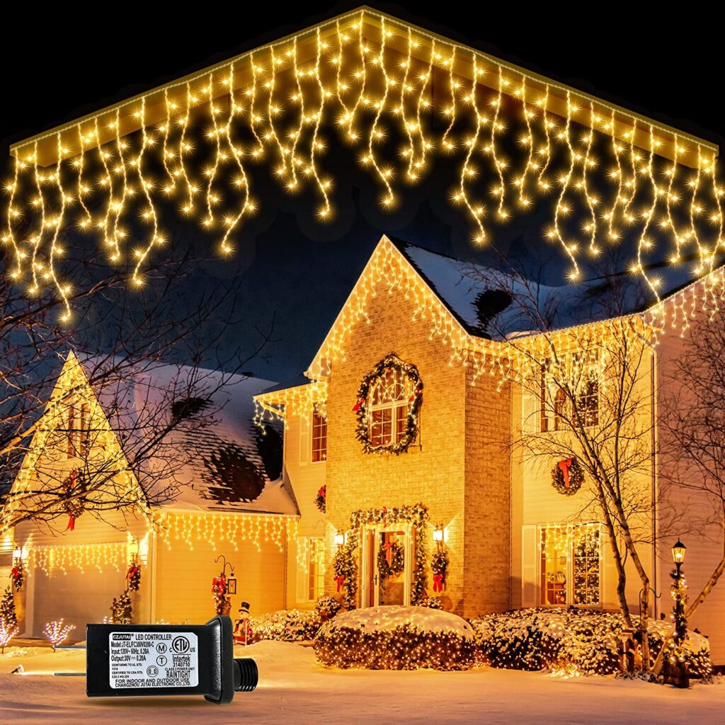 Christmas Outdoor, GYLEFY Icicle Lights 65.6FT
