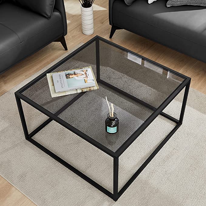 SAYGOER Glass Coffee Table, Small Modern Coffee Table
